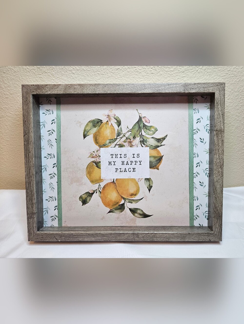 Handmade "This Is My Happy Place" Lemon Shadow Box Farmhouse Wall Decor